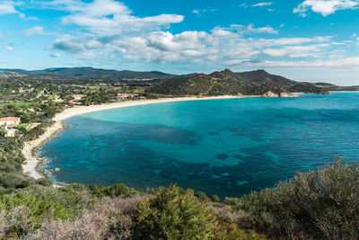 The beautiful coastline of campus and its turquoise sea, sardinia