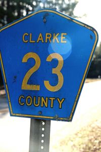 Close-up of information sign