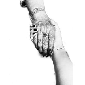 High angle view of human hand against white background