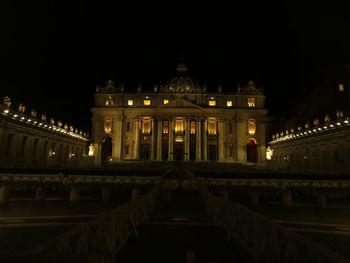 Illuminated building at night