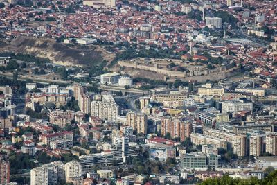 High angle shot of townscape