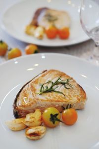 High angle view of meal served in plate