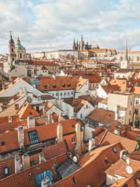 High angle view of townscape against sky