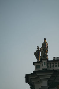 Low angle view of statue against clear sky