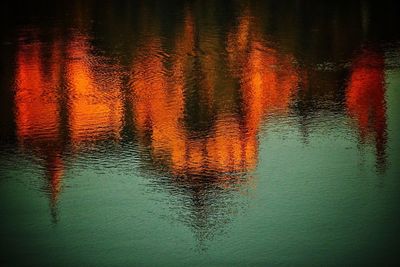 Close-up of reflection in lake