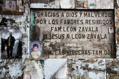 Close-up of weathered wall