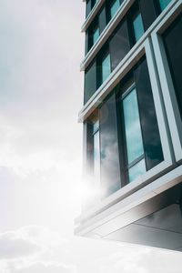 Low angle view of modern building against sky