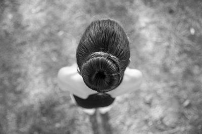 Close-up high angle view of a ballerina