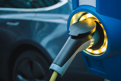 Close-up of yellow vintage car