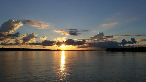 View of calm sea at sunset