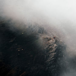 High angle view of person in foggy weather