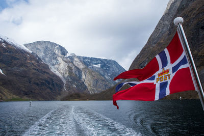 Scenic view of mountains against sky fjord