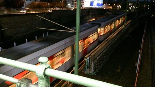 Railroad tracks at night