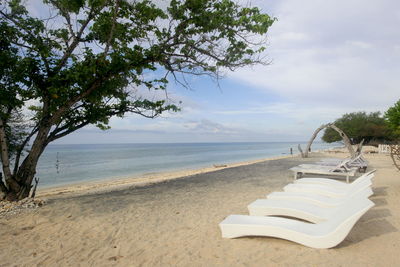 Scenic view of beach against sky