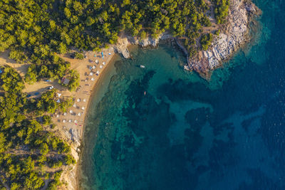 High angle view of people on beach