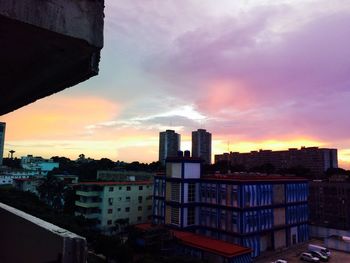 Buildings at sunset