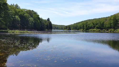 Scenic view of lake against sky