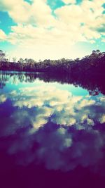 Scenic view of lake against sky