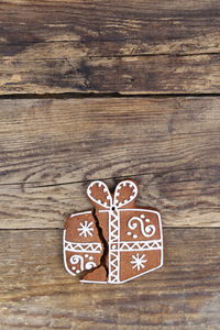 Close-up of gingerbread cookie on table