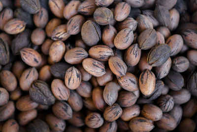 A pile of pecans from above