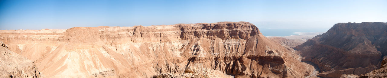 Scenic view of mountains against clear sky