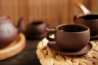 Close-up of coffee on table