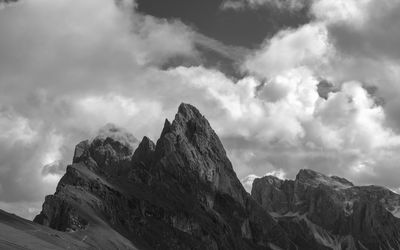 Scenic view of mountains against cloudy sky