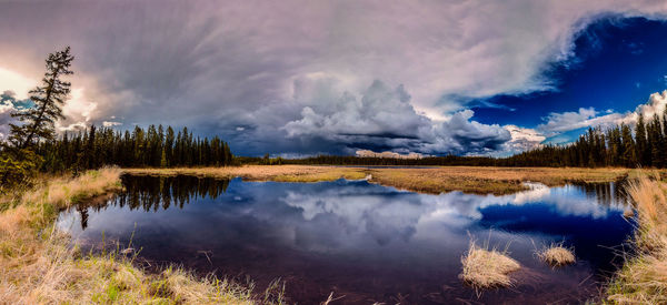 Panoramic view of lake against sky