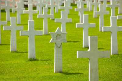 View of cross at cemetery