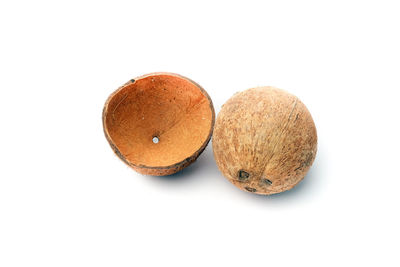 Close-up of cake against white background