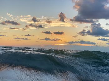 Scenic view of sea against sky during sunset
