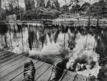 Reflection of trees in lake