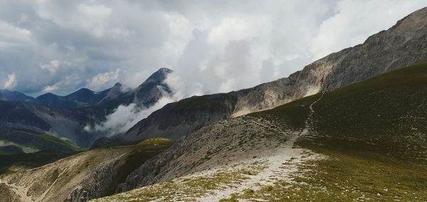 Panoramic view of mountains against sky