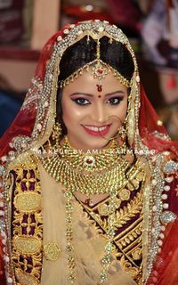 Portrait of beautiful bride in sari during wedding ceremony