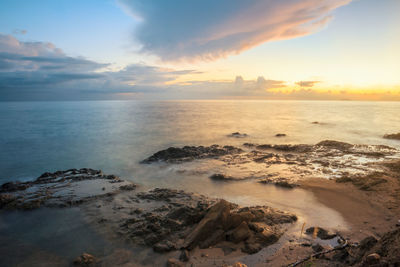 Scenic view of sea against sky during sunset