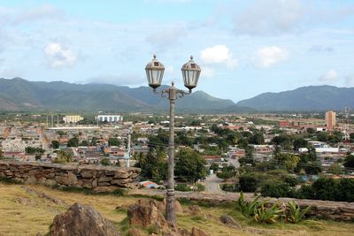 High angle view of townscape against sky