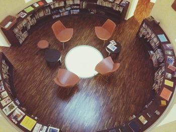 High angle view of drink on table