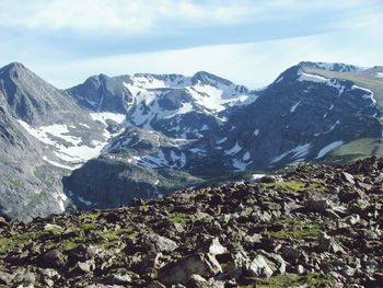 Scenic view of mountains against sky