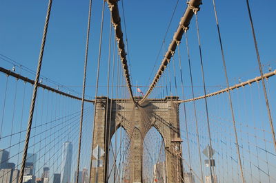 Low angle view of suspension bridge