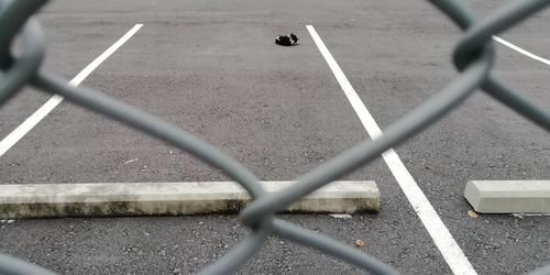 High angle view of chainlink fence