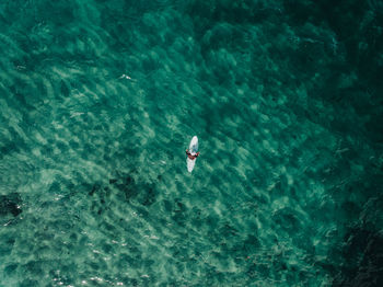 High angle view of person swimming in sea