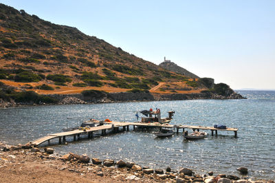 Scenic view of sea against clear sky