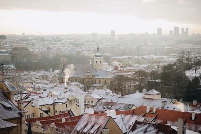 Aerial view of cityscape against sky