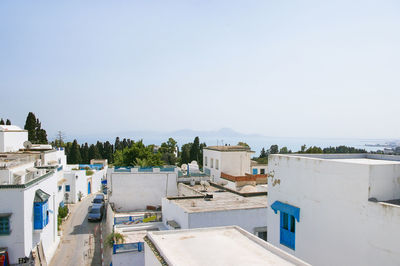 Traditional white and blue houses in sidi bou said, tunisia.