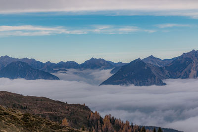 Scenic view of mountains against sky