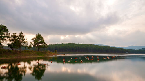 Scenic view of lake against sky