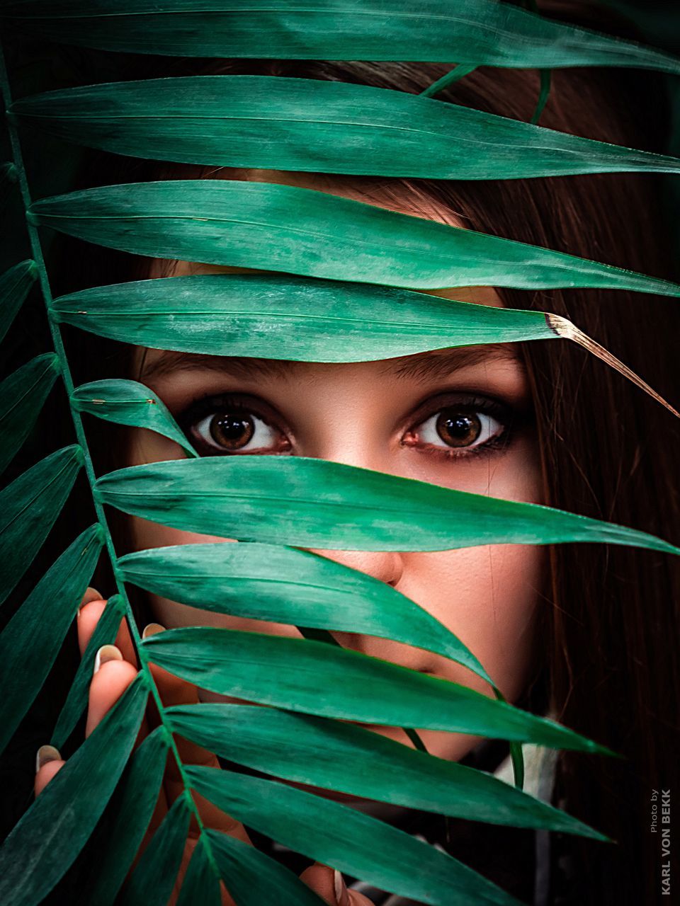 Welcome to the jungle Jungle Palm Palm Leaf Green Color Human Face Adult Women Portrait Human Body Part Young Adult Looking At Camera Young Women One Person Females Beautiful Woman Body Part Covering Hiding Eye Emotion Human Eye Dark Peeking