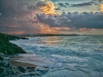 Scenic view of sea against sky during sunset