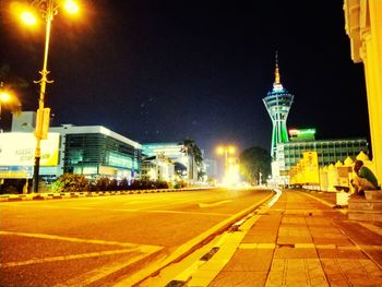 Illuminated buildings at night