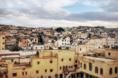 High angle view of townscape against sky